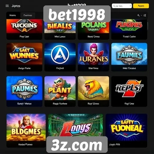 Diversidade de jogos disponíveis na plataforma bet1998